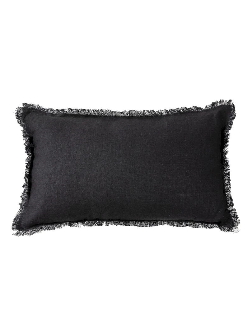 Coussin lin bords effilés 'Deko&co' Noir