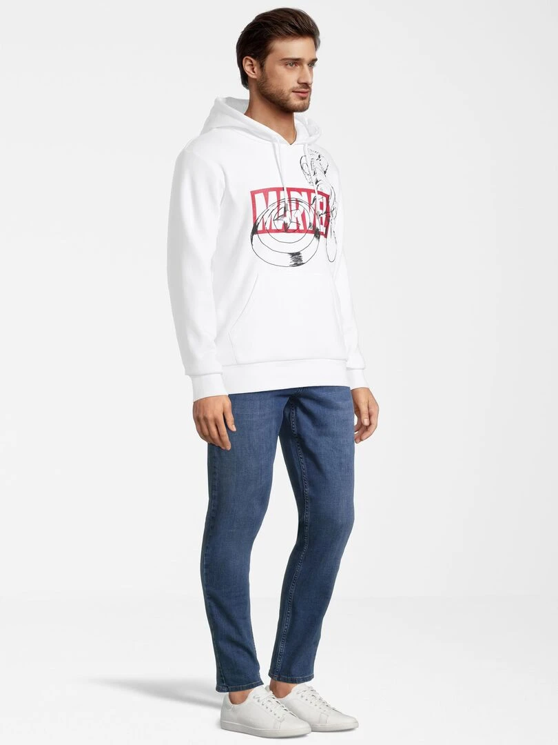 Sweat à capuche adulte Logo Marvel Captain America   Polycoton   Blanc   XXL   Blanc