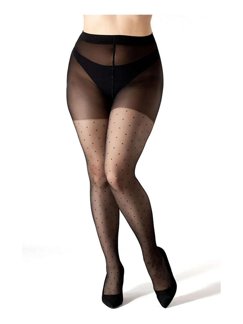 Giulia Positive Amalia Collants transparents 20den (grandes tailles uniquement) à pois Noir XL Noir