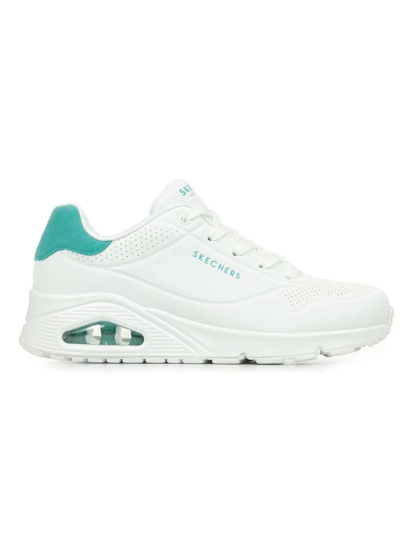 Baskets Skechers Uno Pop Back Blanc Bleu ciel