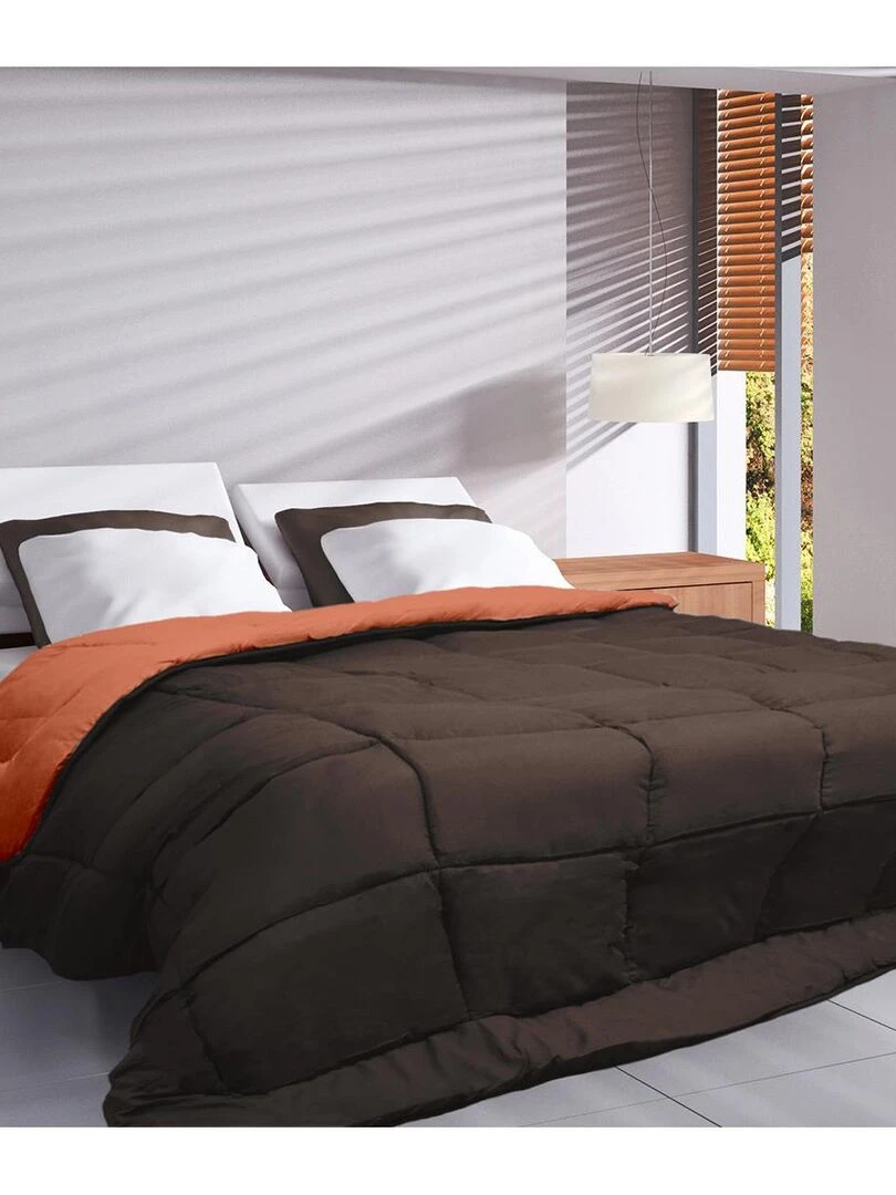 Couette réversible bicolore en microfibre 400 gr/m² Marron chocolat