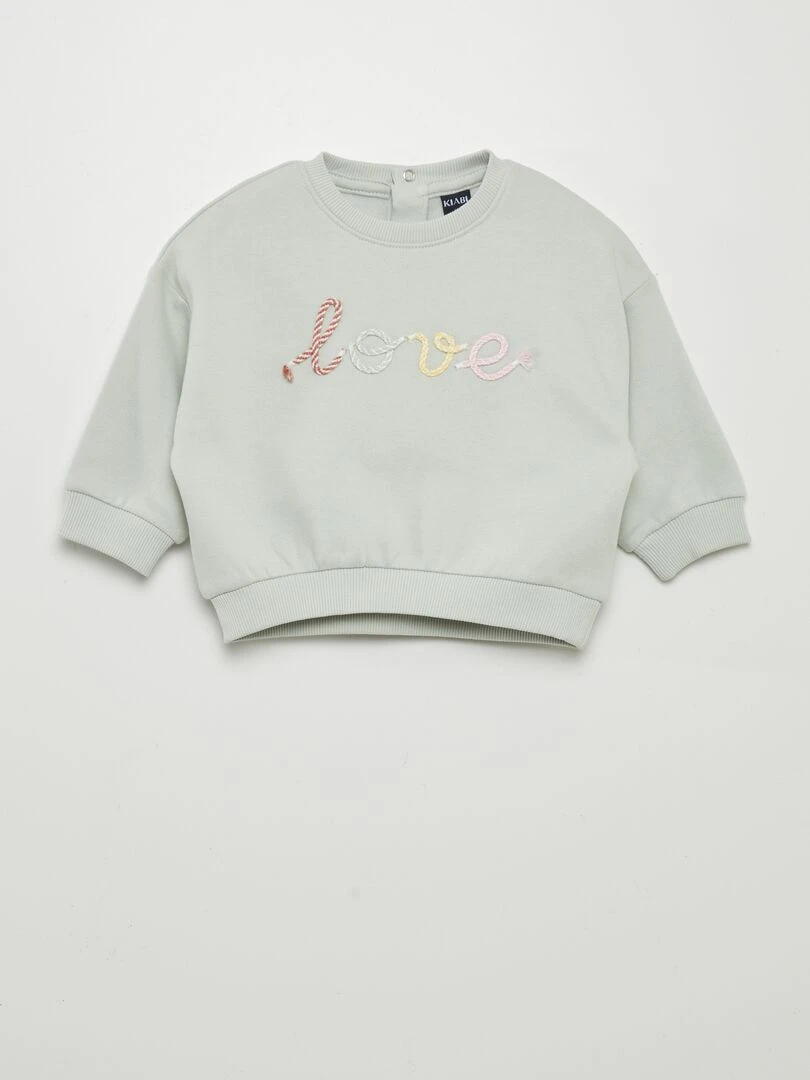Sweat love en molleton Vert