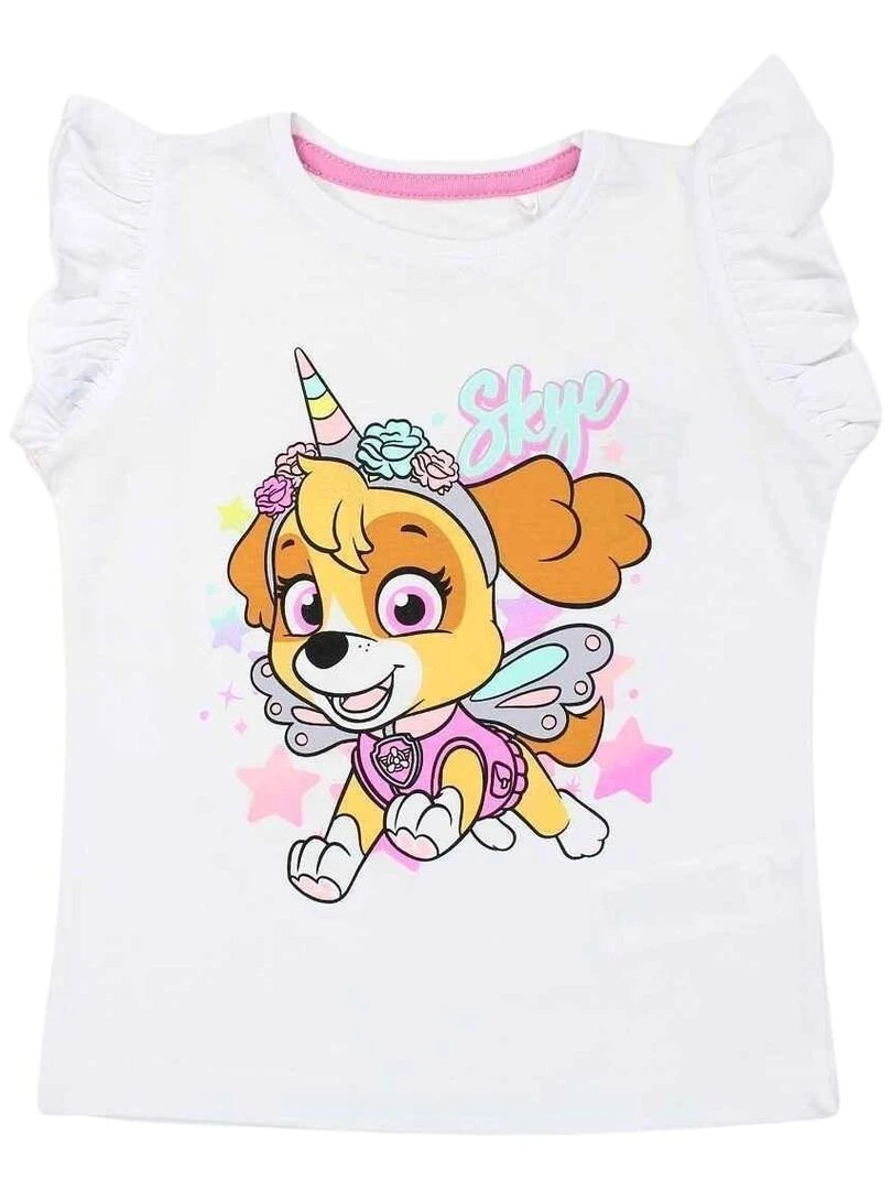 Paw Patrol Ensemble T shirt short fille Imprimé La Pat' Patrouille Blanc