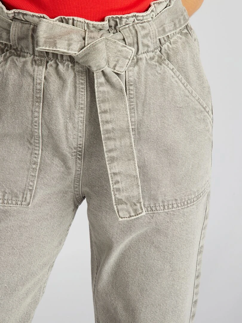 Pantalon denim mom fit   Vert