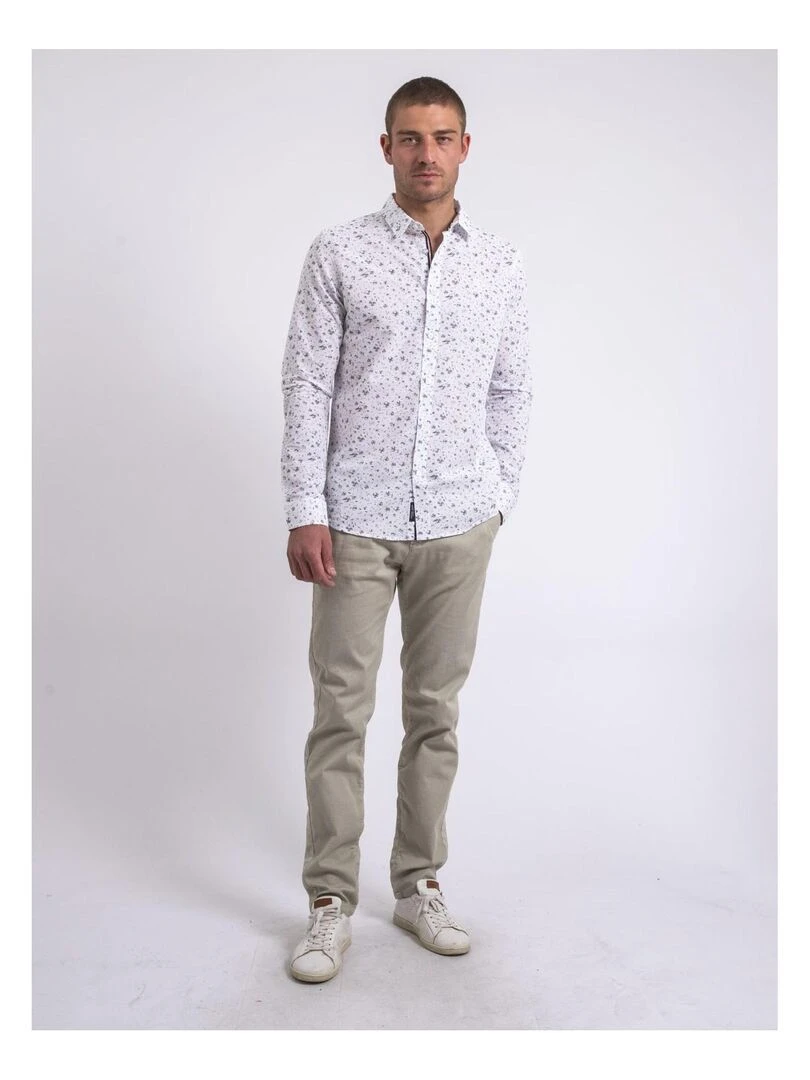 Chemise manches longues motifs DOGABIN   Blanc