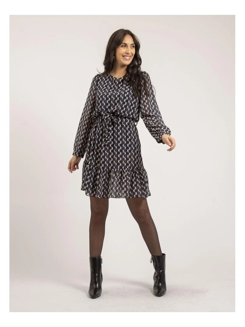 Robe courte motifs IPERTIA   Bleu marine