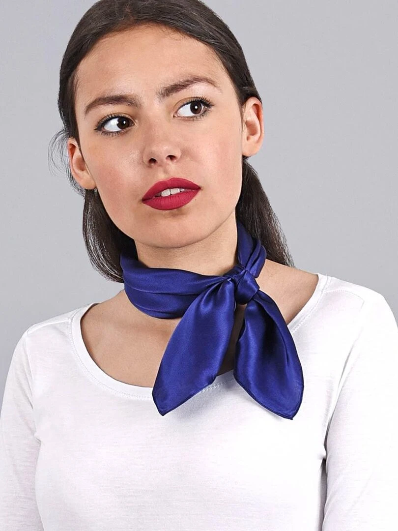 Carré de soie Piccolo uni Bleu marine