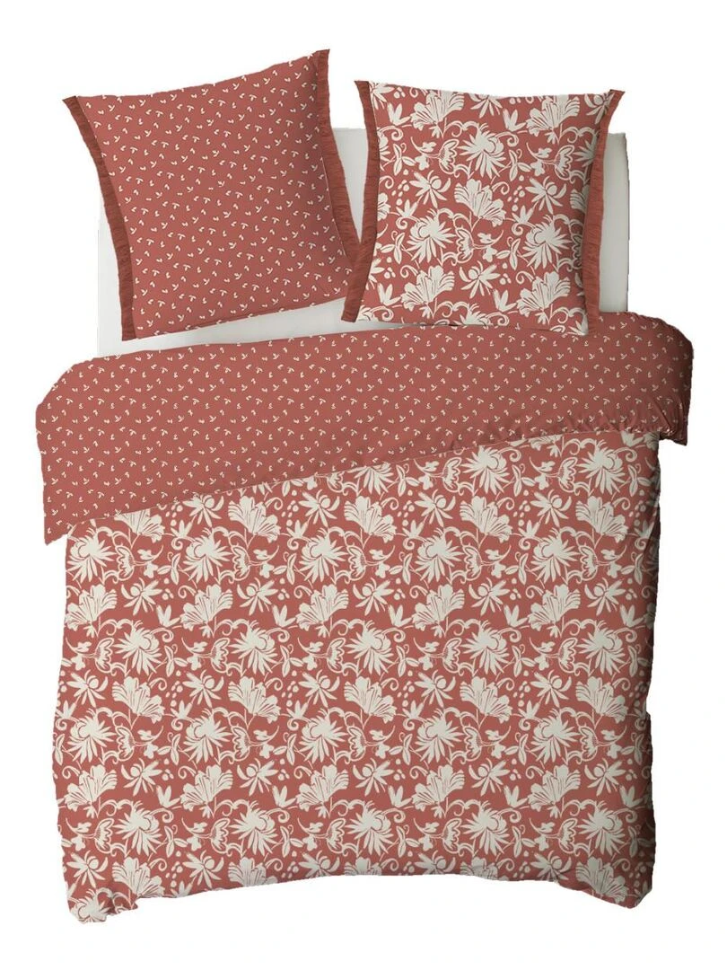 Future Home   Parure de lit 2 personnes en coton 57 fils imprimé terracotta   Rouge