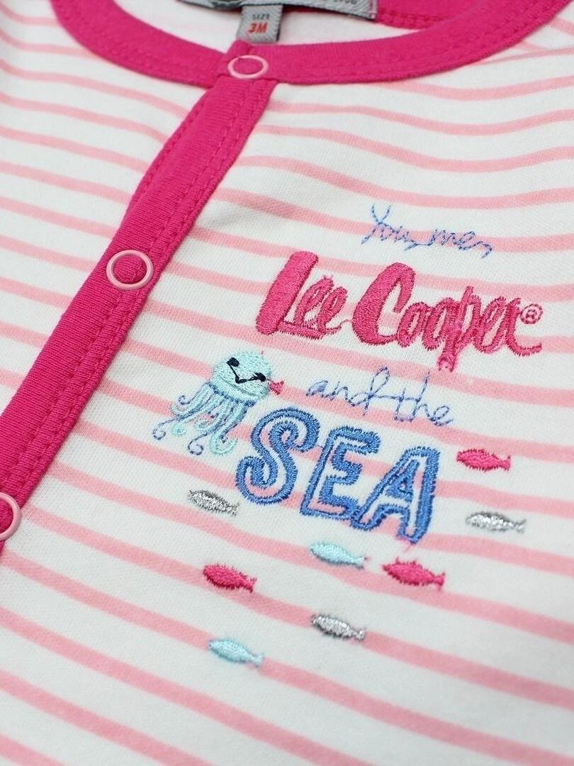 Lee Cooper   Ensemble ​​Body grenouillère bavoir bébé fille Imprimé Logo   Rose