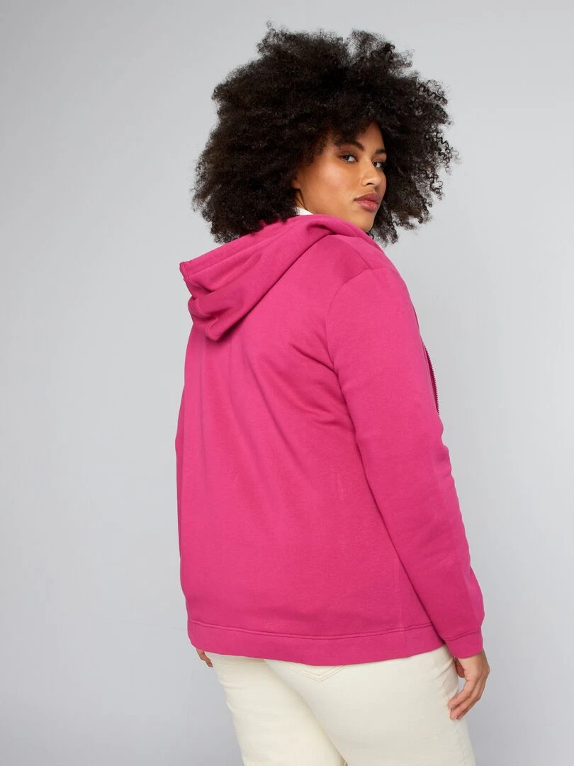 Sweat à capuche en molleton   rose foncé