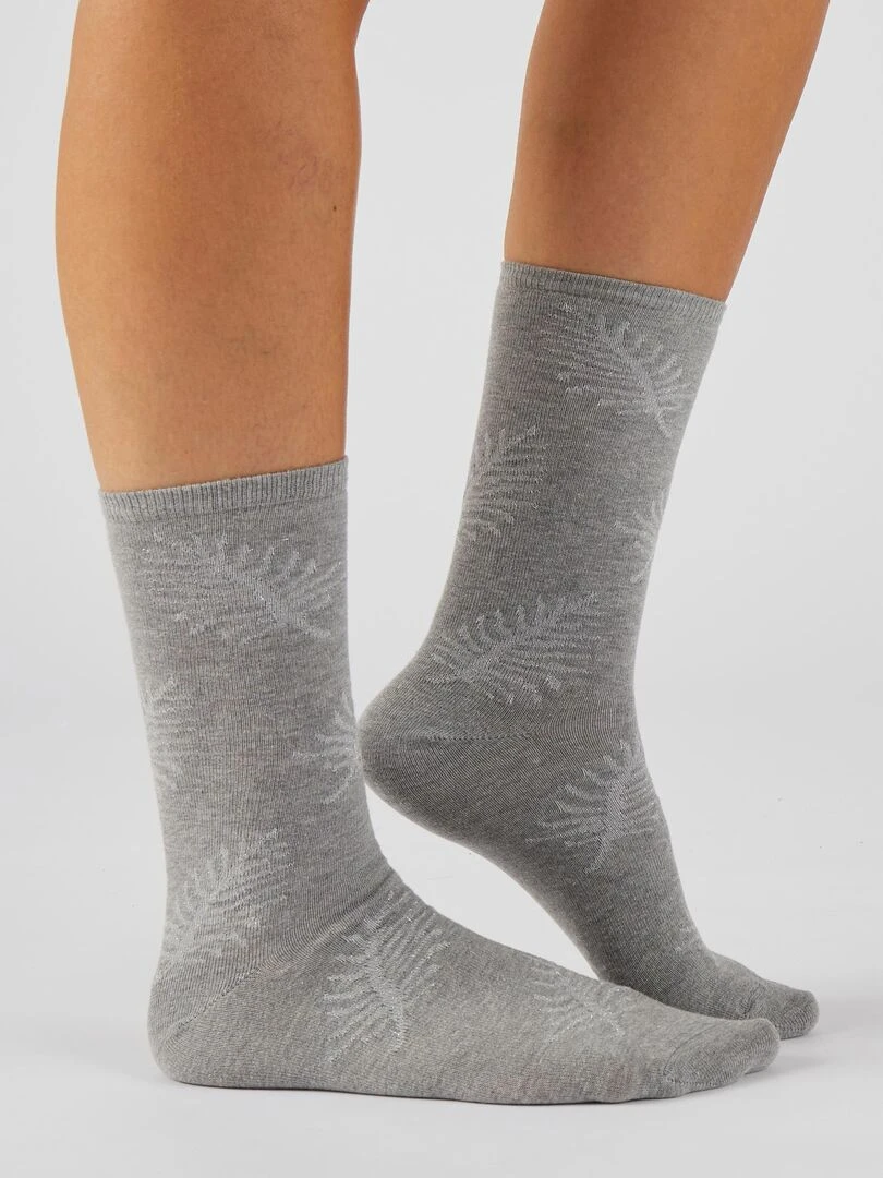 Lot de 2 paires de chaussettes motifs brillants Damart Gris chiné