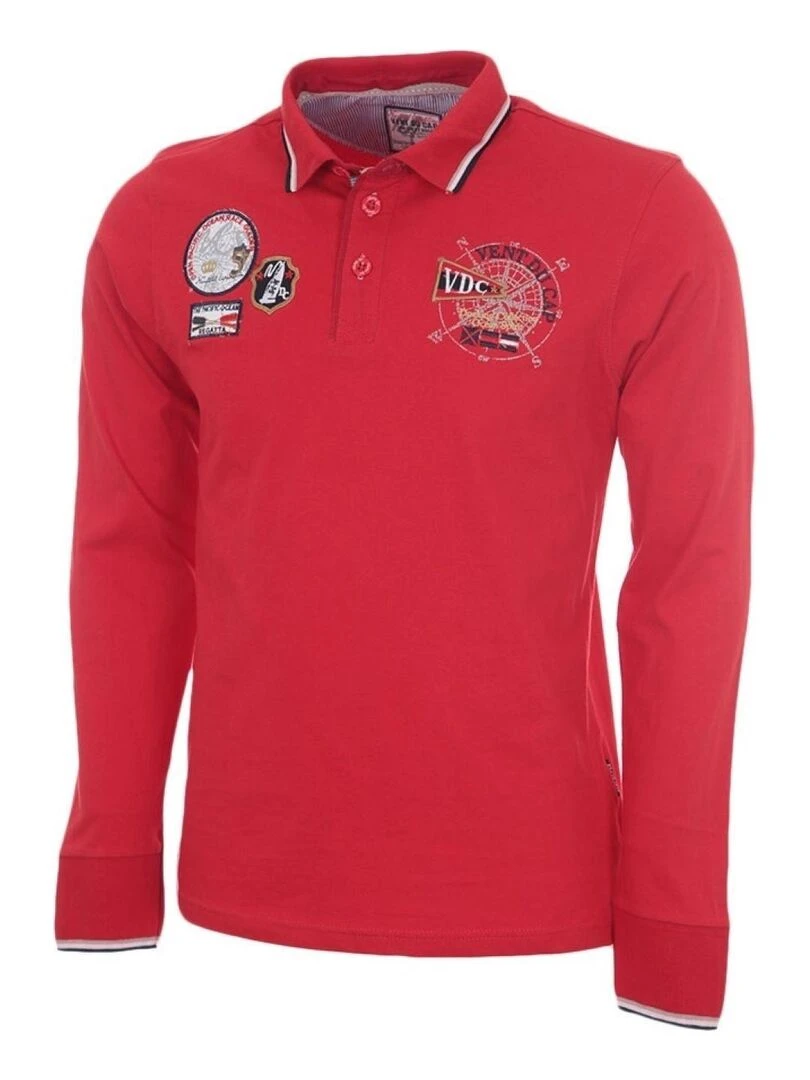 Polo manches longues homme CAPLANO VENT DU CAP Rouge