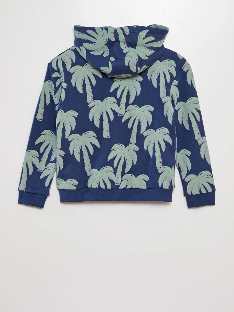Sweat zippé à capuche à motif Bleu