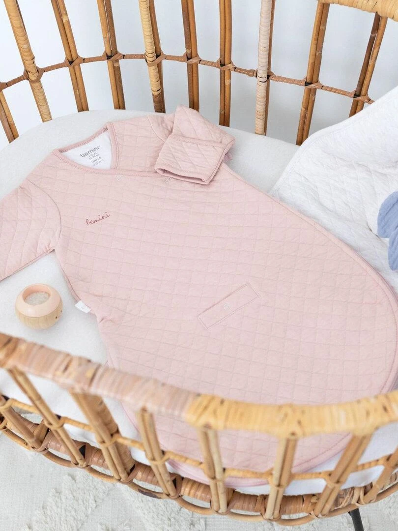 Bemini Gigoteuse avec moufles Pady quilted jersey Rose clair