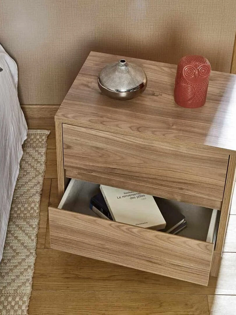 Chevet 2 tiroirs Kira   AKITEN RETAIL   Marron foncé