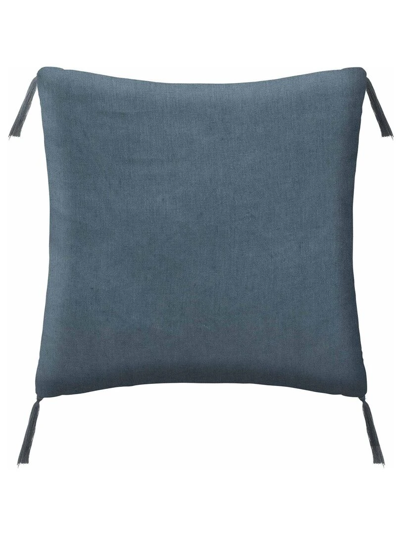 Coussin imprimé en lin Bleu canard