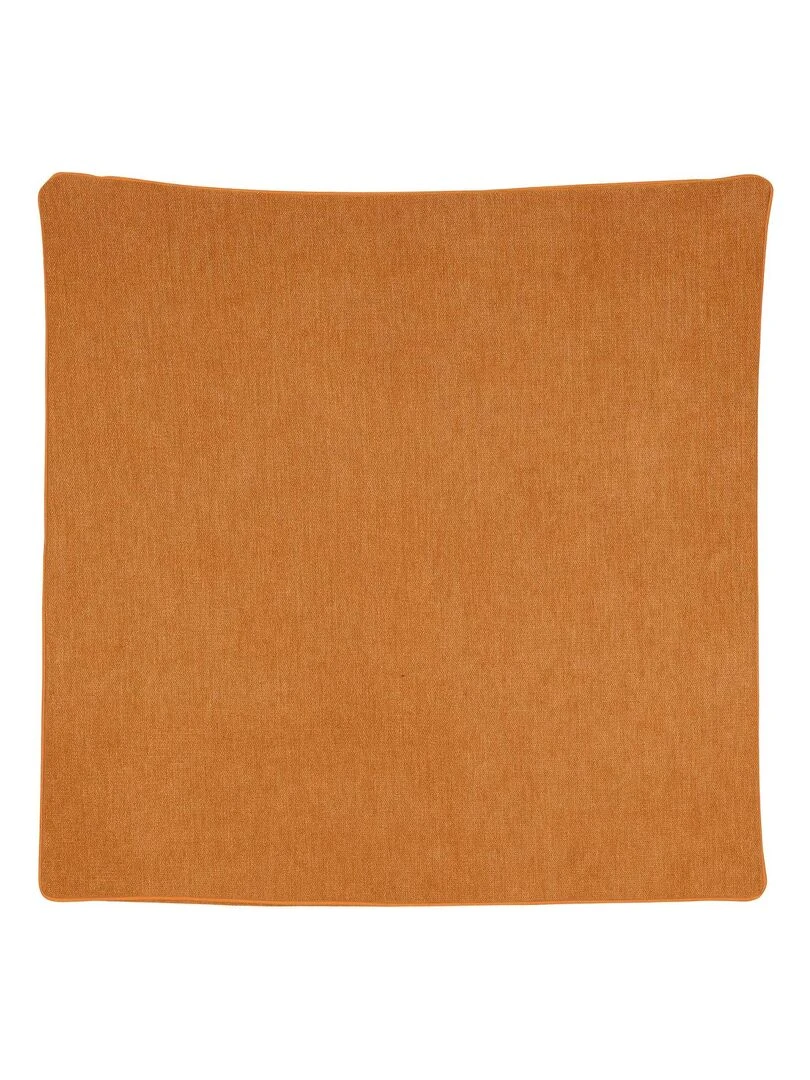 Housse de coussin passepoilée Effet velours Marron tabac