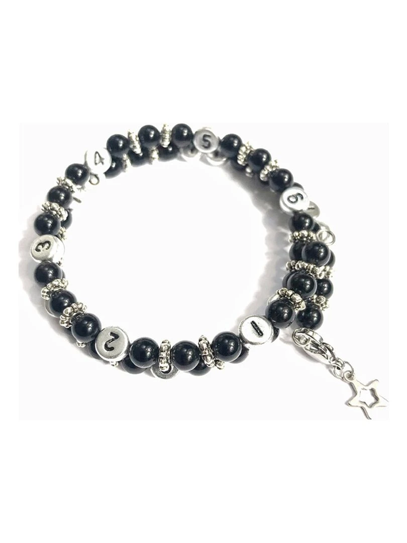 Bracelet d'allaitement et biberonnage en perles naturelles Obsidienne Noir