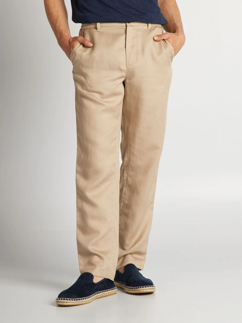 Pantalon chino en lin beige