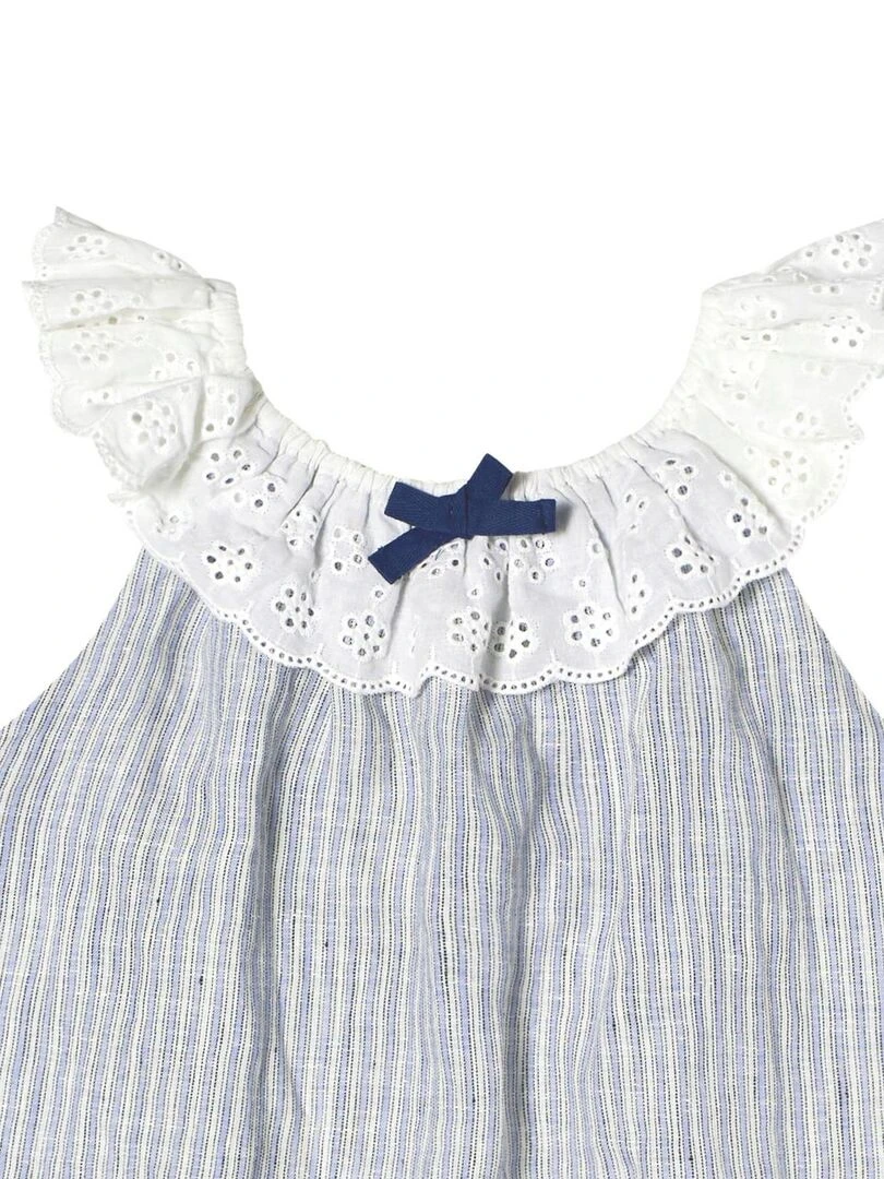 Blouse bohème col broderie AURORE 'LA FAUTE A VOLTAIRE' Bleu clair