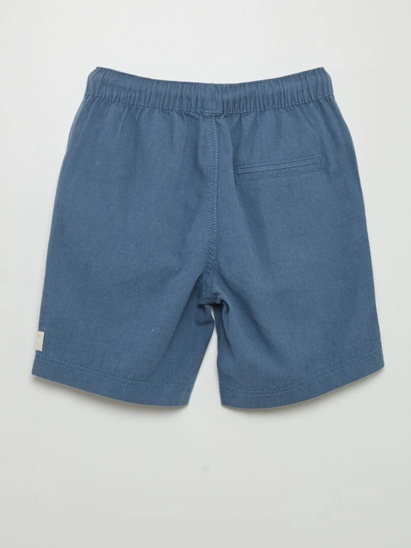 Short en lin uni Bleu