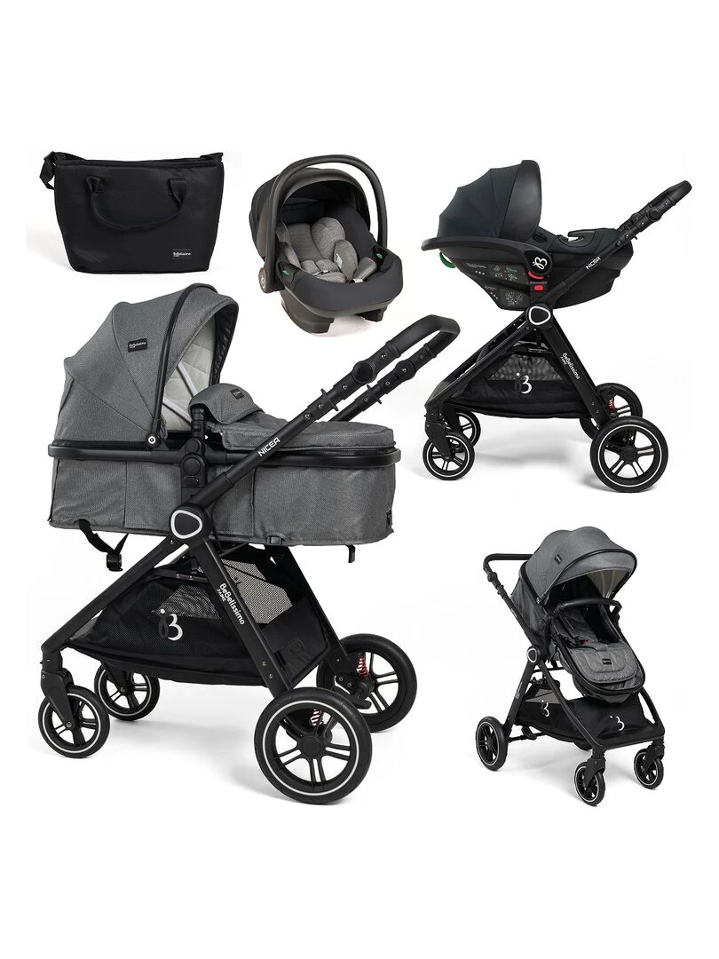 BEBELISSIMO Poussette combinée trio 3 en 1 siège auto I size 40 87cm – 0 22kg Nicea gris Gris