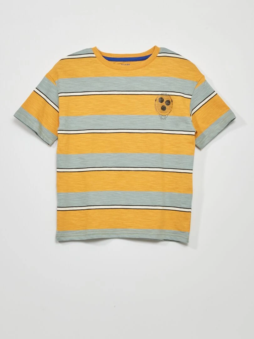 T shirt rayé manches courtes Jaune