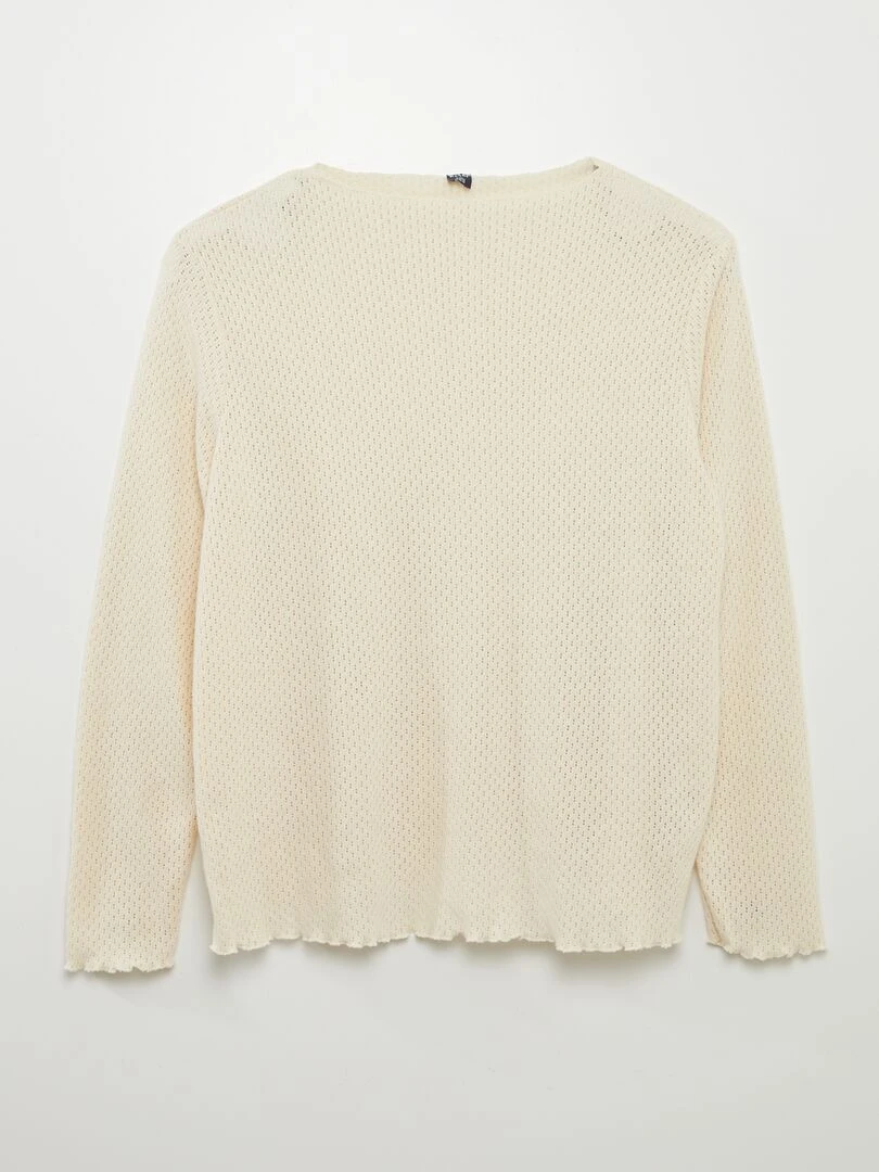 T shirt en maille ajourée Beige
