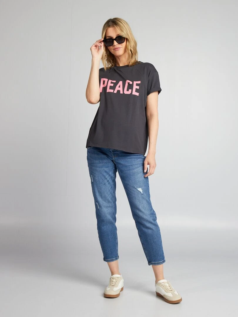T shirt d'allaitement à ouvertures   Gris