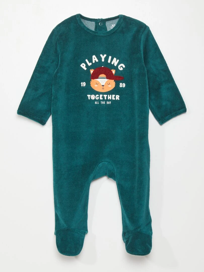 Pyjama dors bien en velours Vert