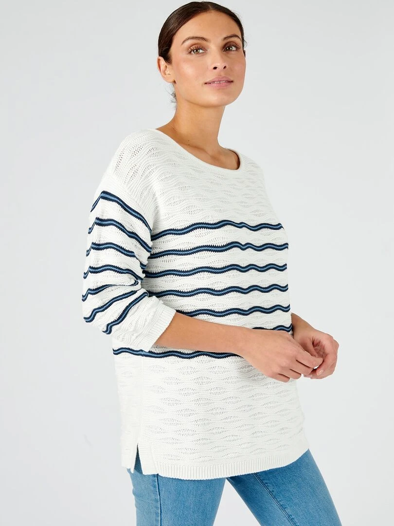 Pull à rayures Damart Bleu