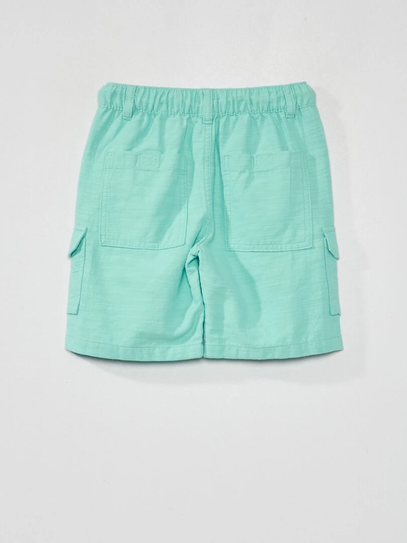 Bermuda uni avec lin Bleu