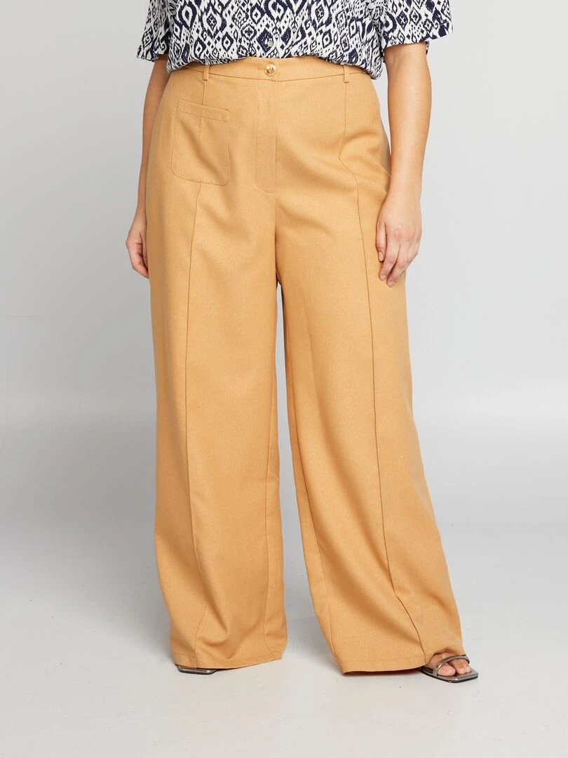 Pantalon droit taille haute Beige