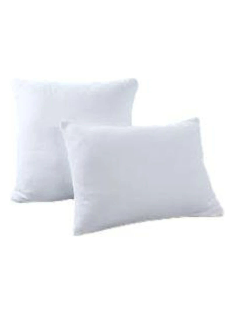 Lot De 2 Protèges Taies Flanelle 65 X 65 Cm / 100% Coton   Blanc