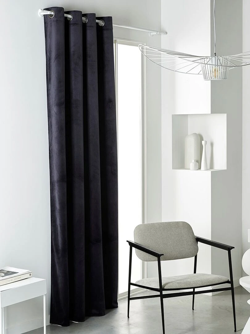 Rideau Occultant À Oeillets Uni 'prestige Effet Velours' 'today' gris anthracite