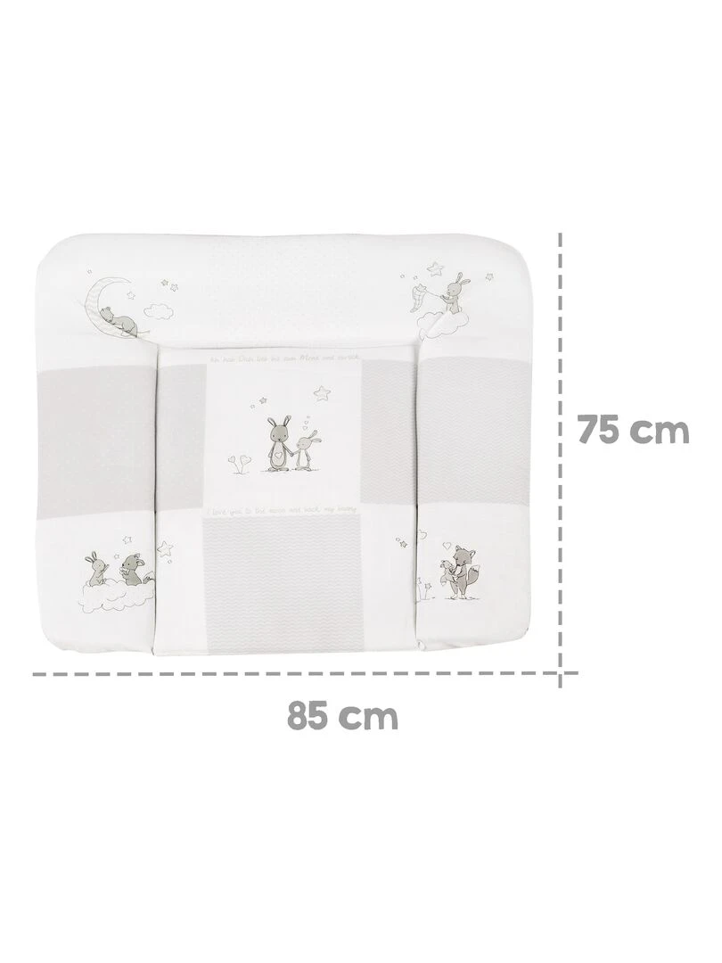 ROBA Matelas À Langer "Fox & Bunny" 85x75 Revêtu De PU Blanc