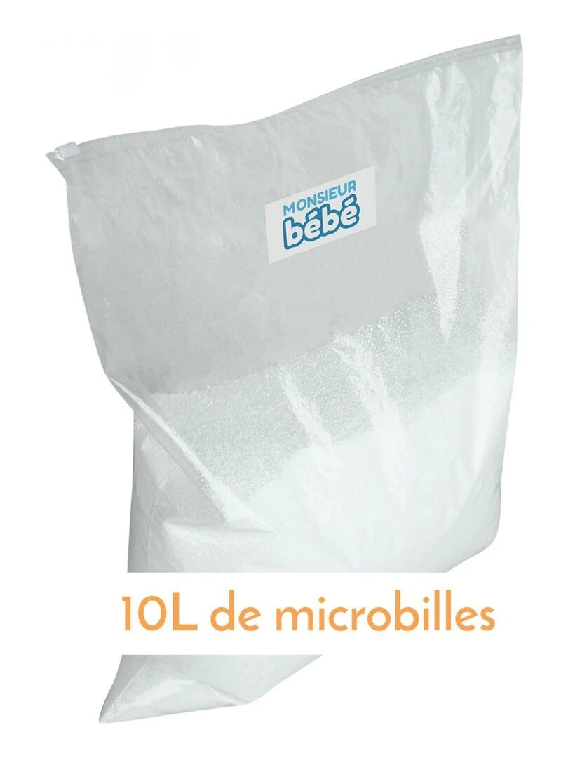 Lot de 3 sacs de recharge microbilles avec fermeture zippée Monsieur Bébé Blanc