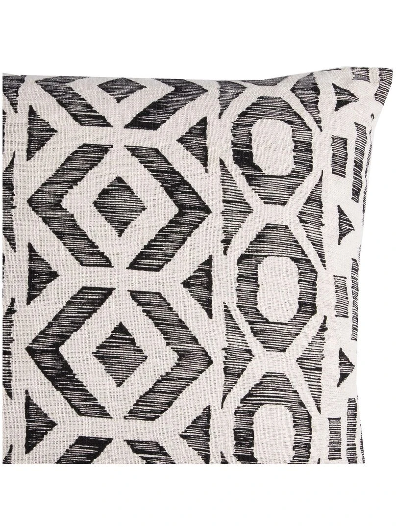 Coussin en coton MOSAIC SLUB 'Deko&co' Blanc Noir
