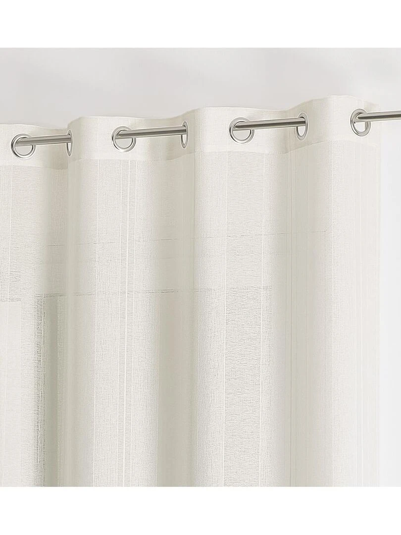 Voilage uni à rayures fantaisie   Blanc