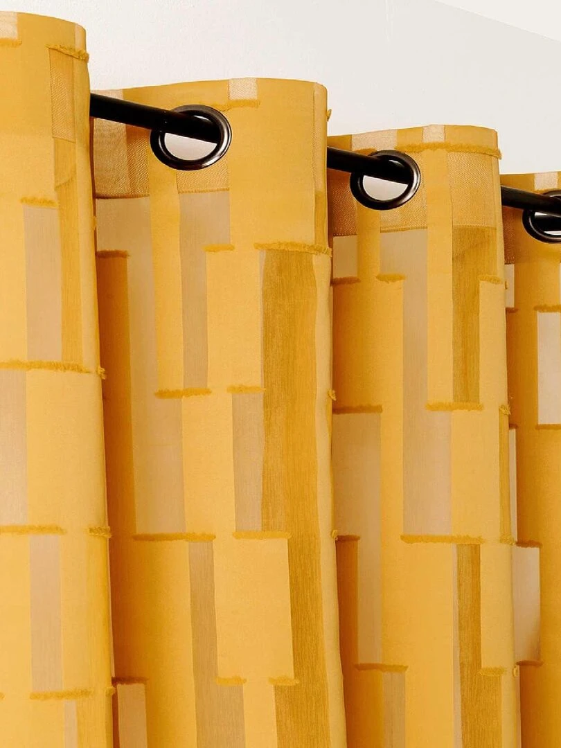 Voilage tamisant transparent et graphique   Jaune