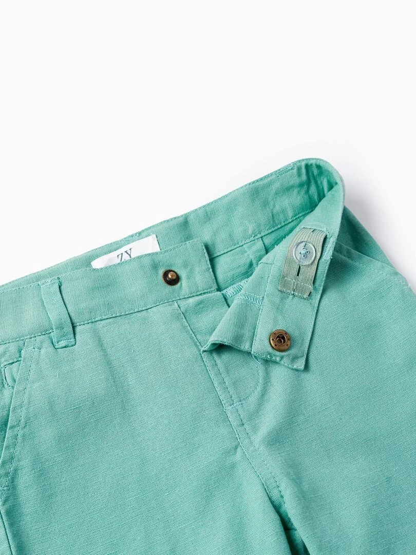 Short En Lin Pour Bébé Garçon   Vert