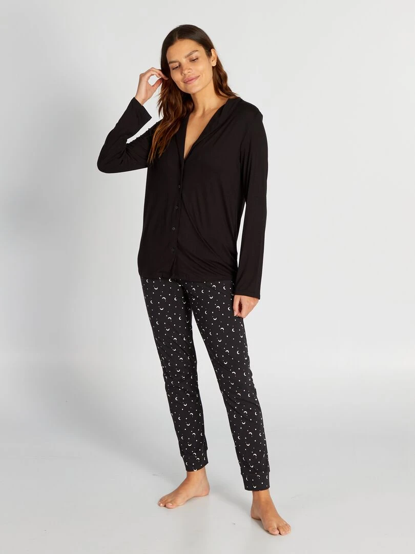 Haut de pyjama long   noir