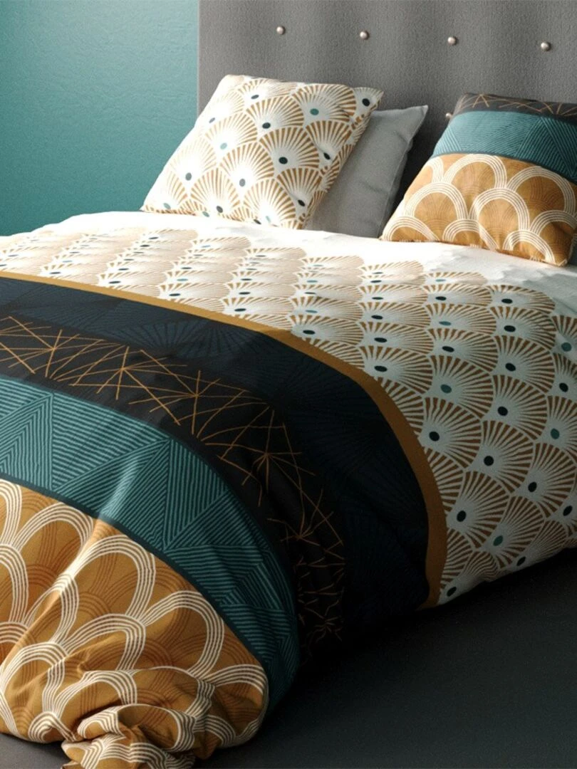 Housse de couette 240x220 Bangui + 2 taies 100% coton 57 fils   Jaune