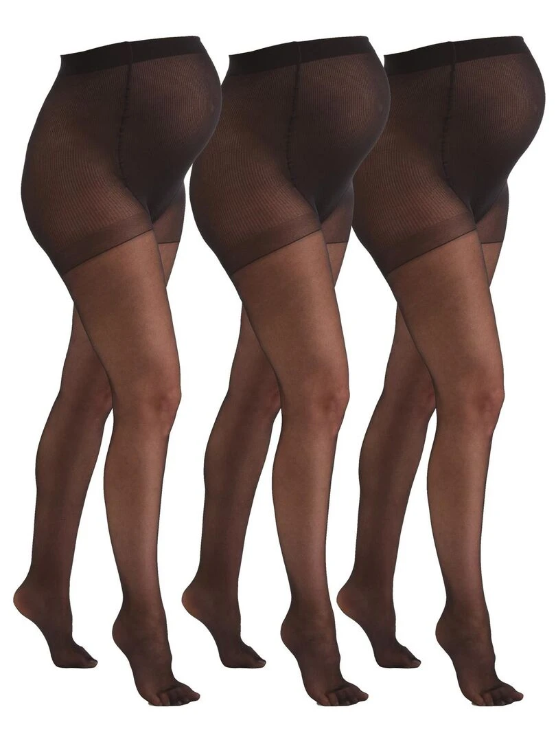 3 Pack Collants de grossesse transparant confortables 20den Noir