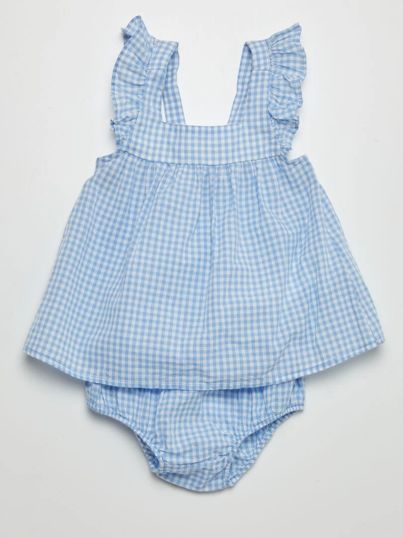 Ensemble blouse + culotte 2 pièces Bleu