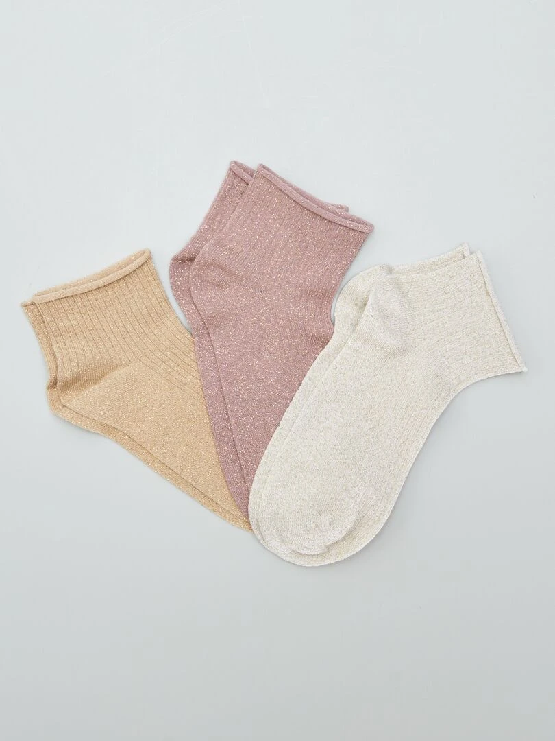 Lot de chaussettes mi hautes pailletées 3 paires Neutres