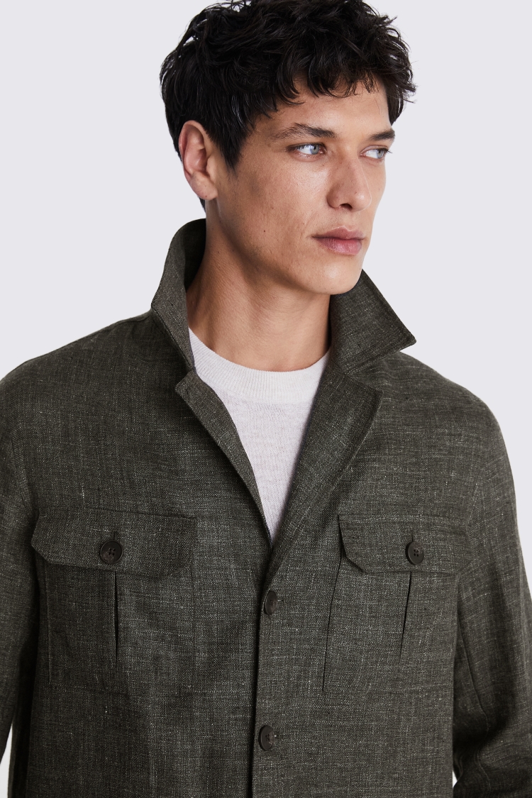 Cotton Linen Camel Stripe Shirt   Buy Online at Moss