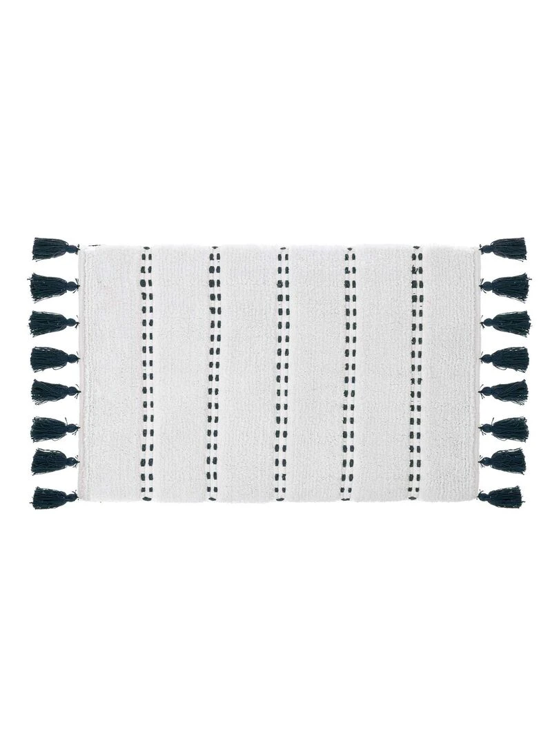 Tapis de bain à pompons Bleu pétrole
