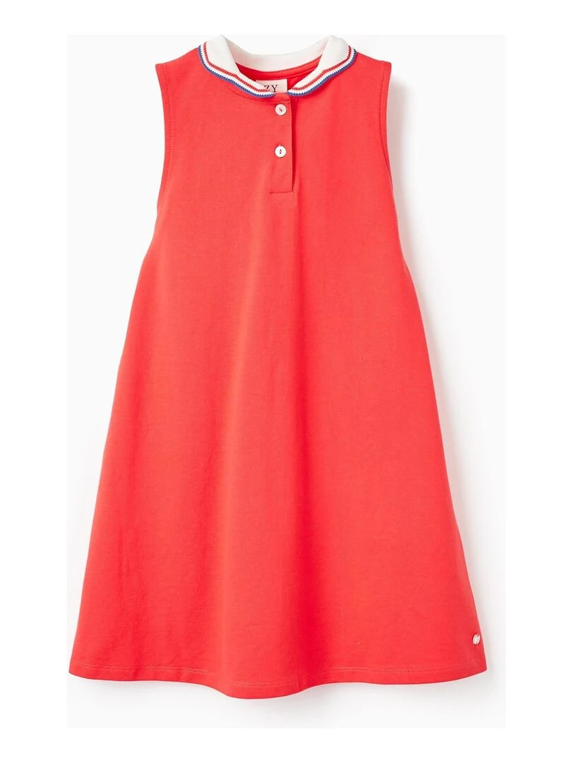 Robe Polo En Maille Piqué De Coton Pour Fille manches courtes PICASSO Rouge