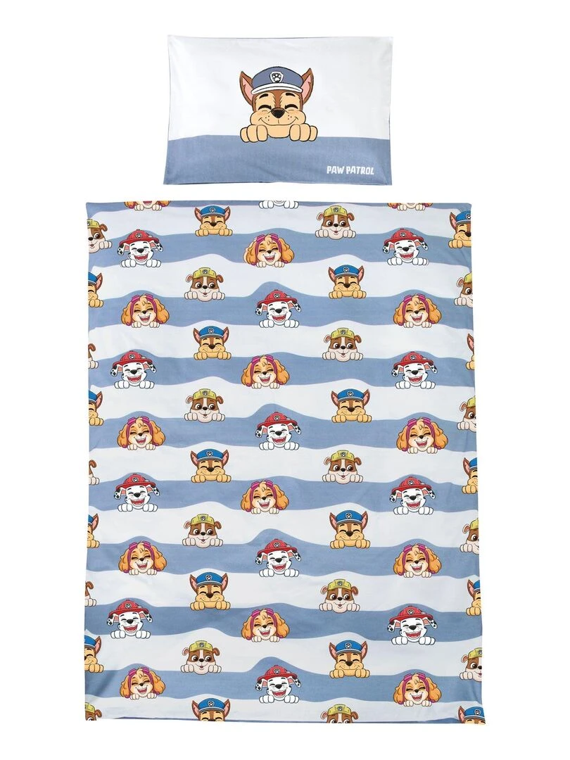 ROBA Parure de Lit Bébé 'Paw Patrol' 100 x 135 cm 2 Pièces Motif Chien Bleu Gris Blanc Bleu Gris